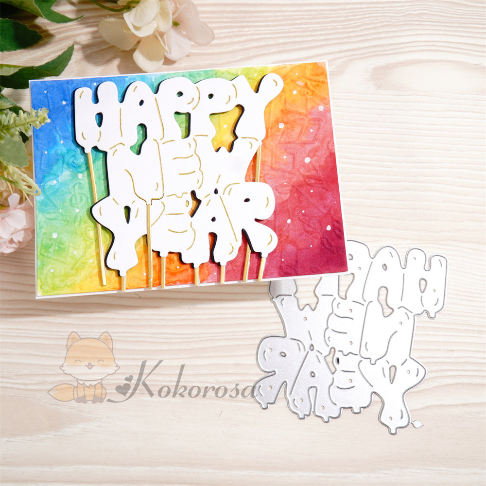 Kokorosa Metal Cutting Dies with Happy New Year Balloon