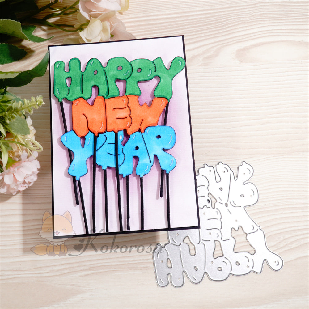 Kokorosa Metal Cutting Dies with Happy New Year Balloon