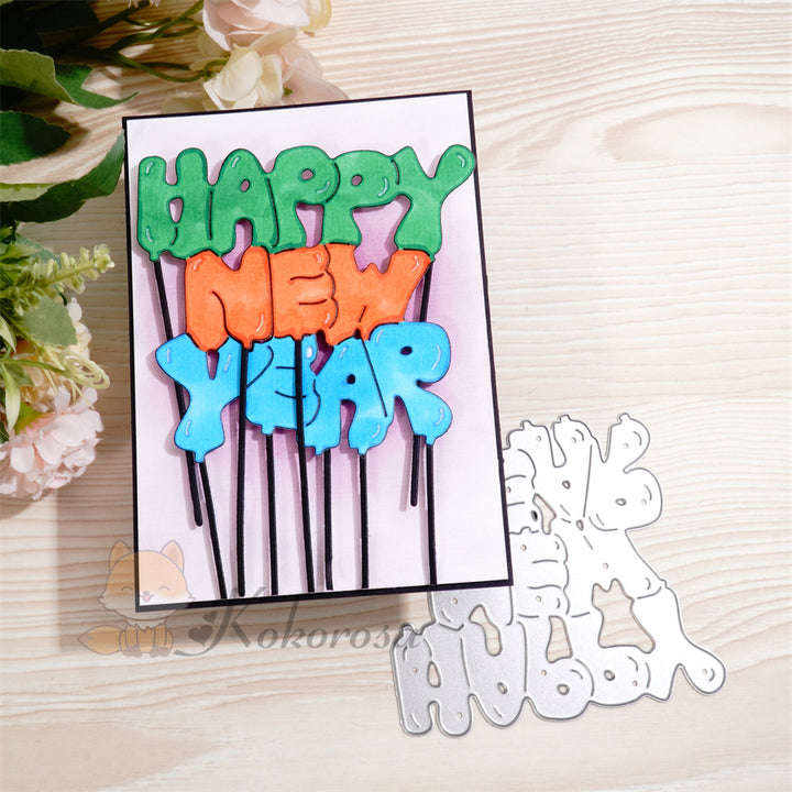 Kokorosa Metal Cutting Dies with Happy New Year Balloon