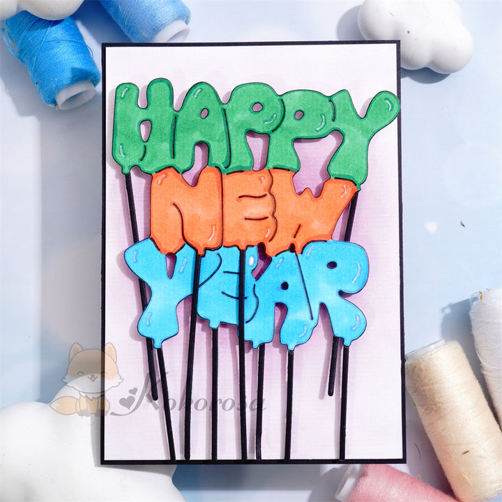 Kokorosa Metal Cutting Dies with Happy New Year Balloon