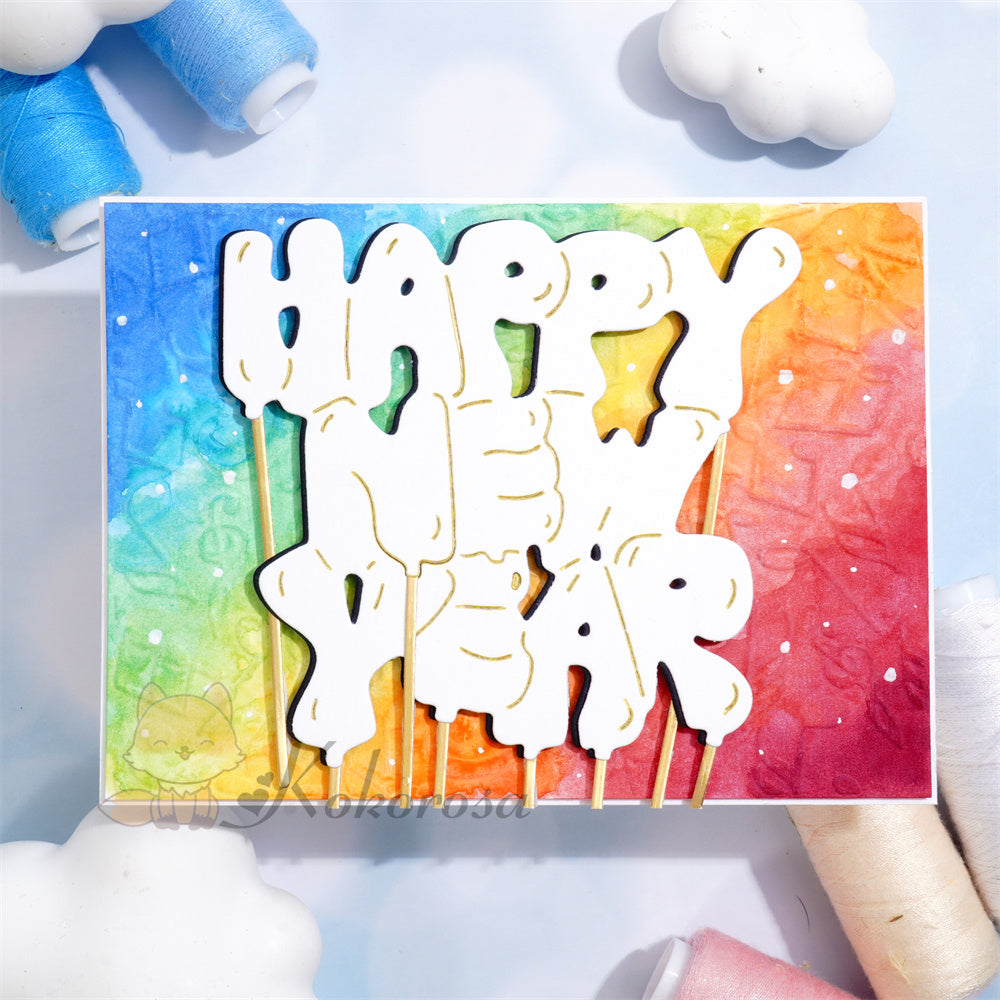 Kokorosa Metal Cutting Dies with Happy New Year Balloon