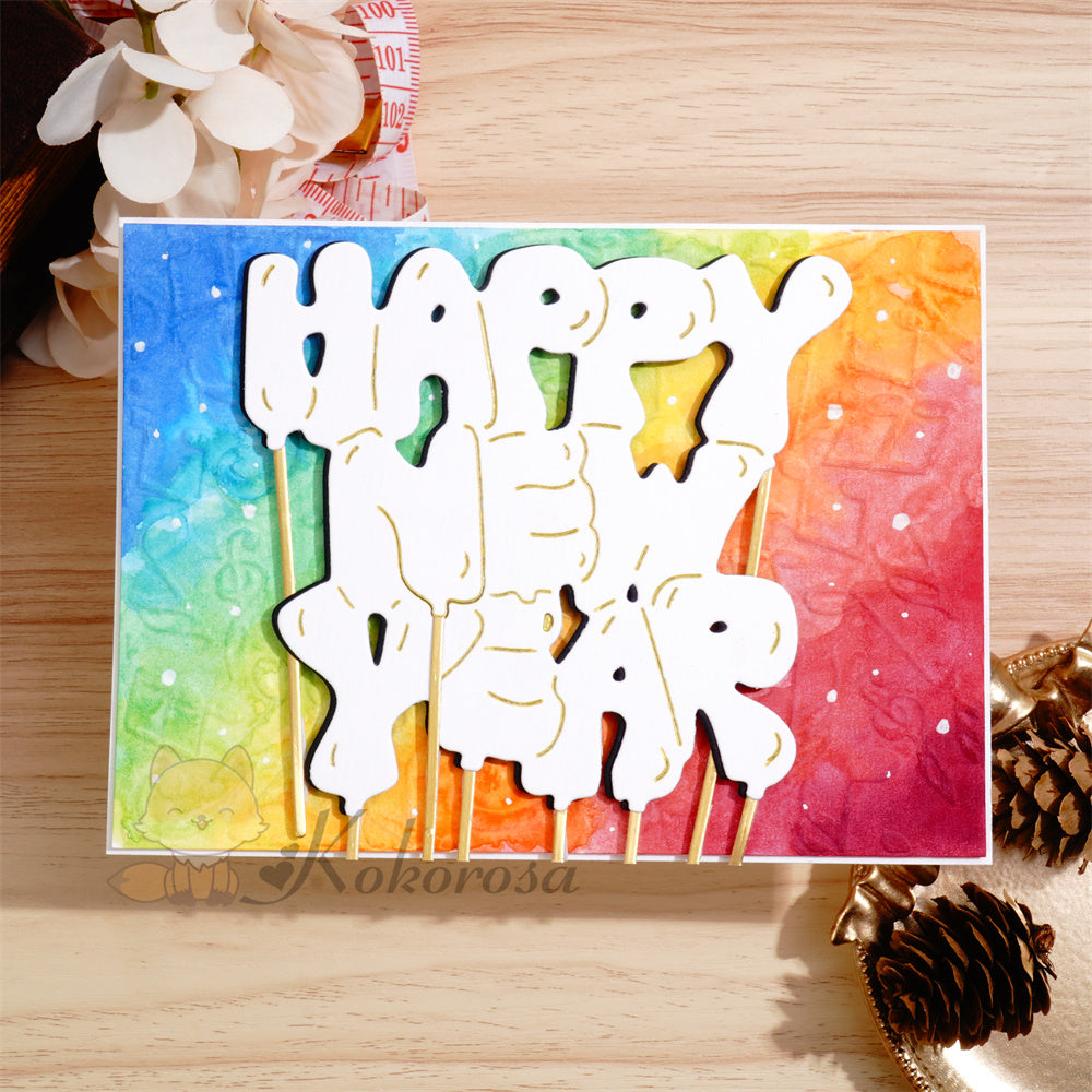 Kokorosa Metal Cutting Dies with Happy New Year Balloon