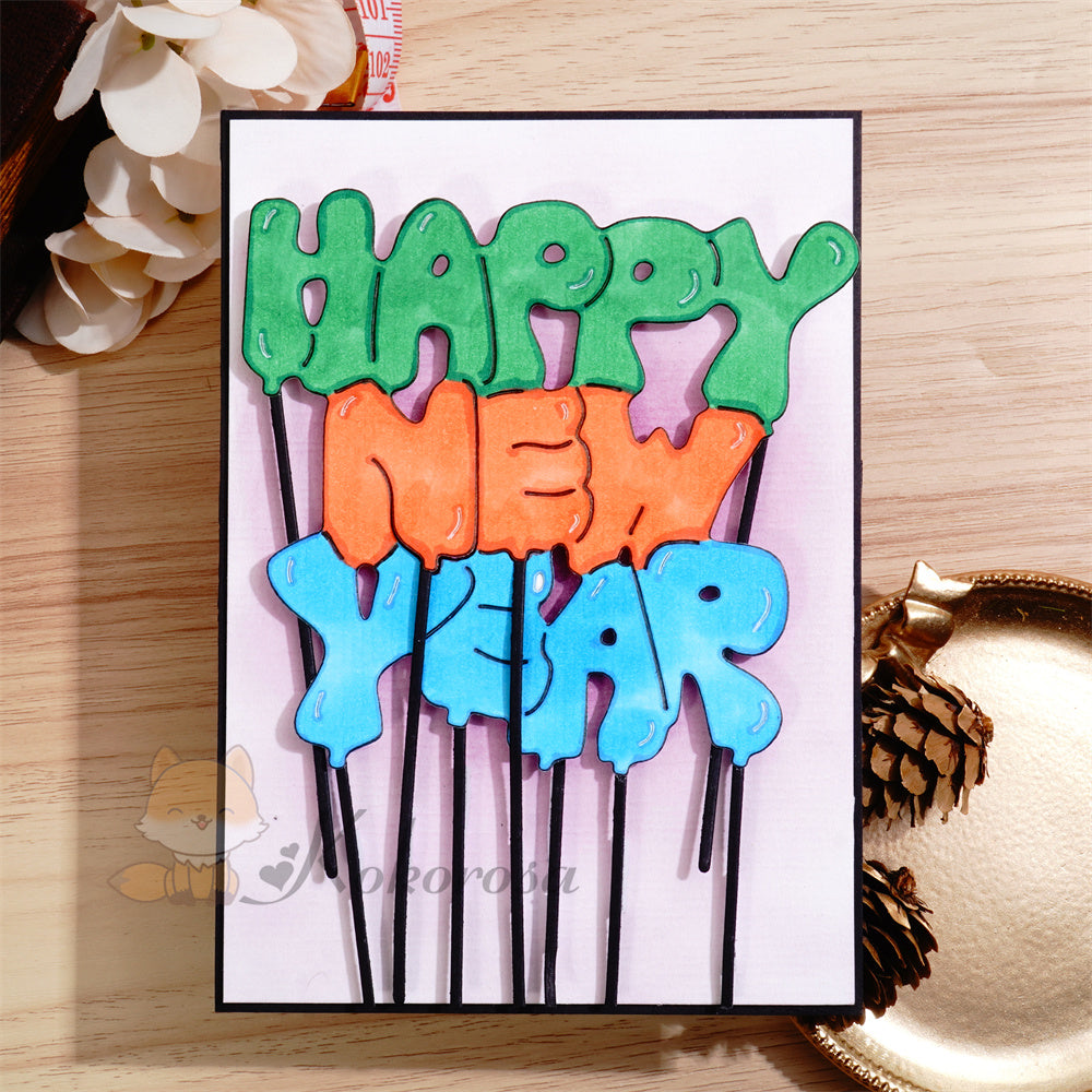 Kokorosa Metal Cutting Dies with Happy New Year Balloon