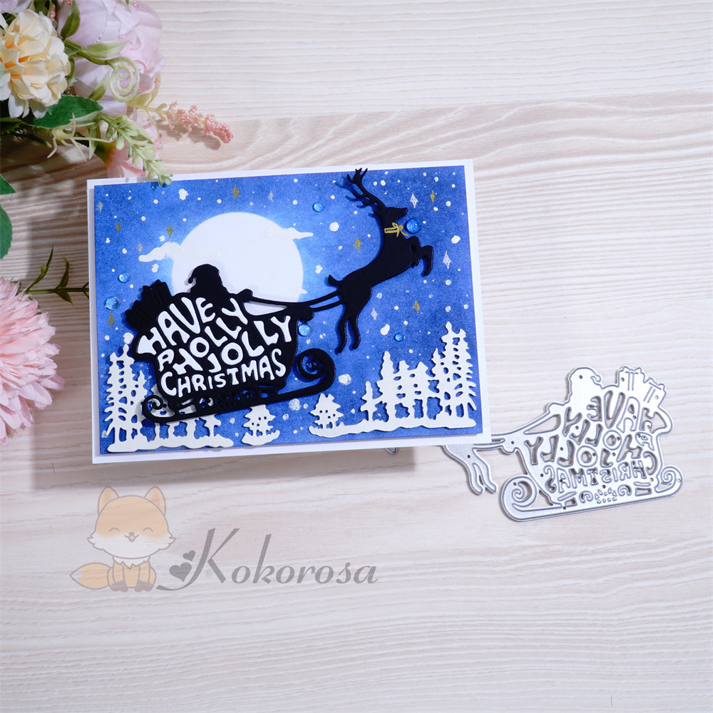 Kokorosa Metal Cutting Dies with Have a Holly Jolly Christmas Sled