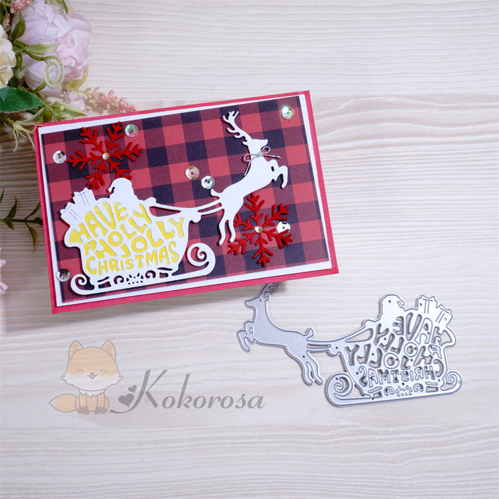 Kokorosa Metal Cutting Dies with Have a Holly Jolly Christmas Sled