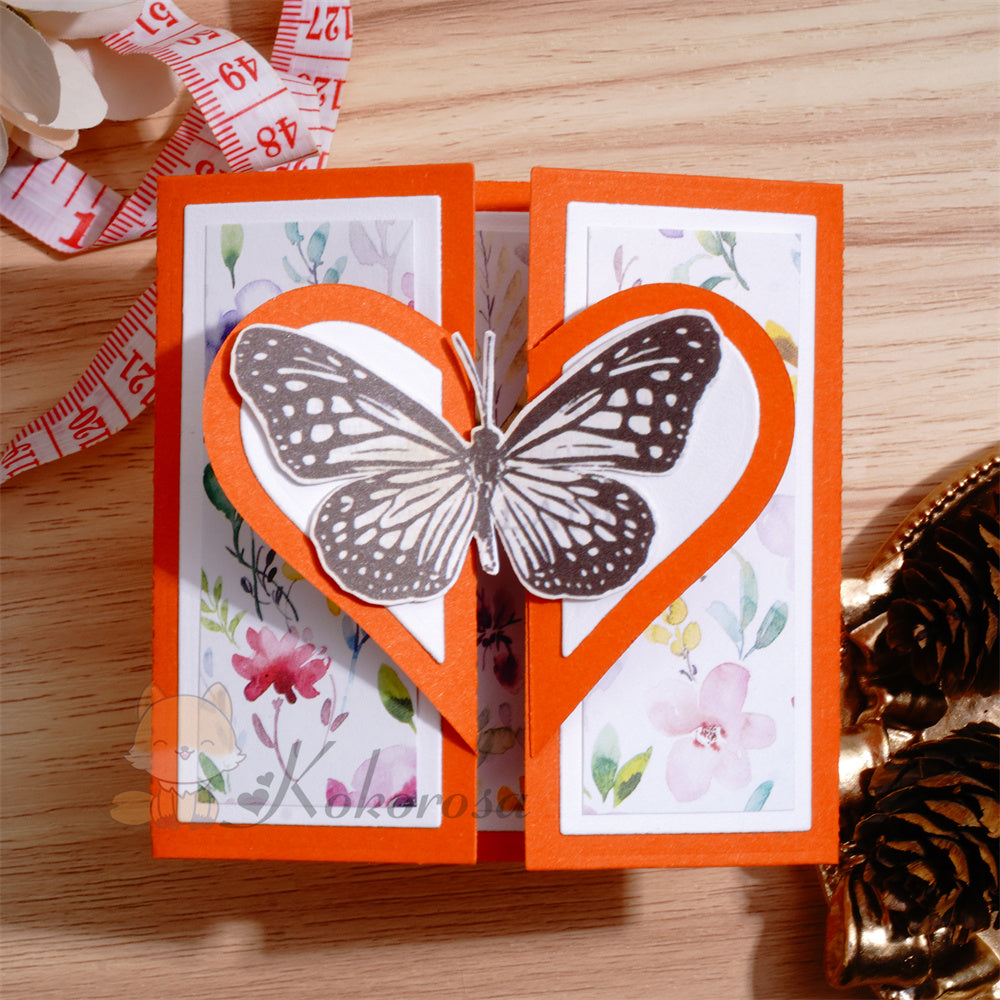 Kokorosa Metal Cutting Dies with Heart Foldable Card