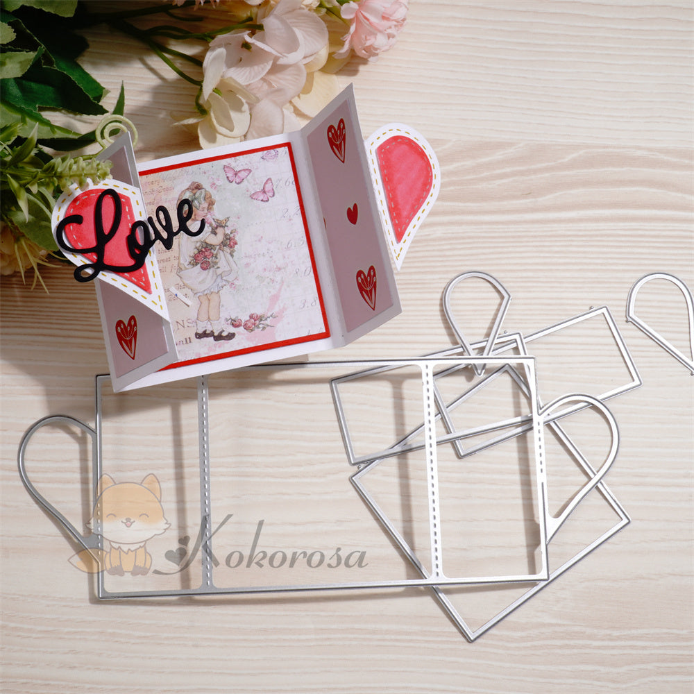 Kokorosa Metal Cutting Dies with Heart Foldable Card