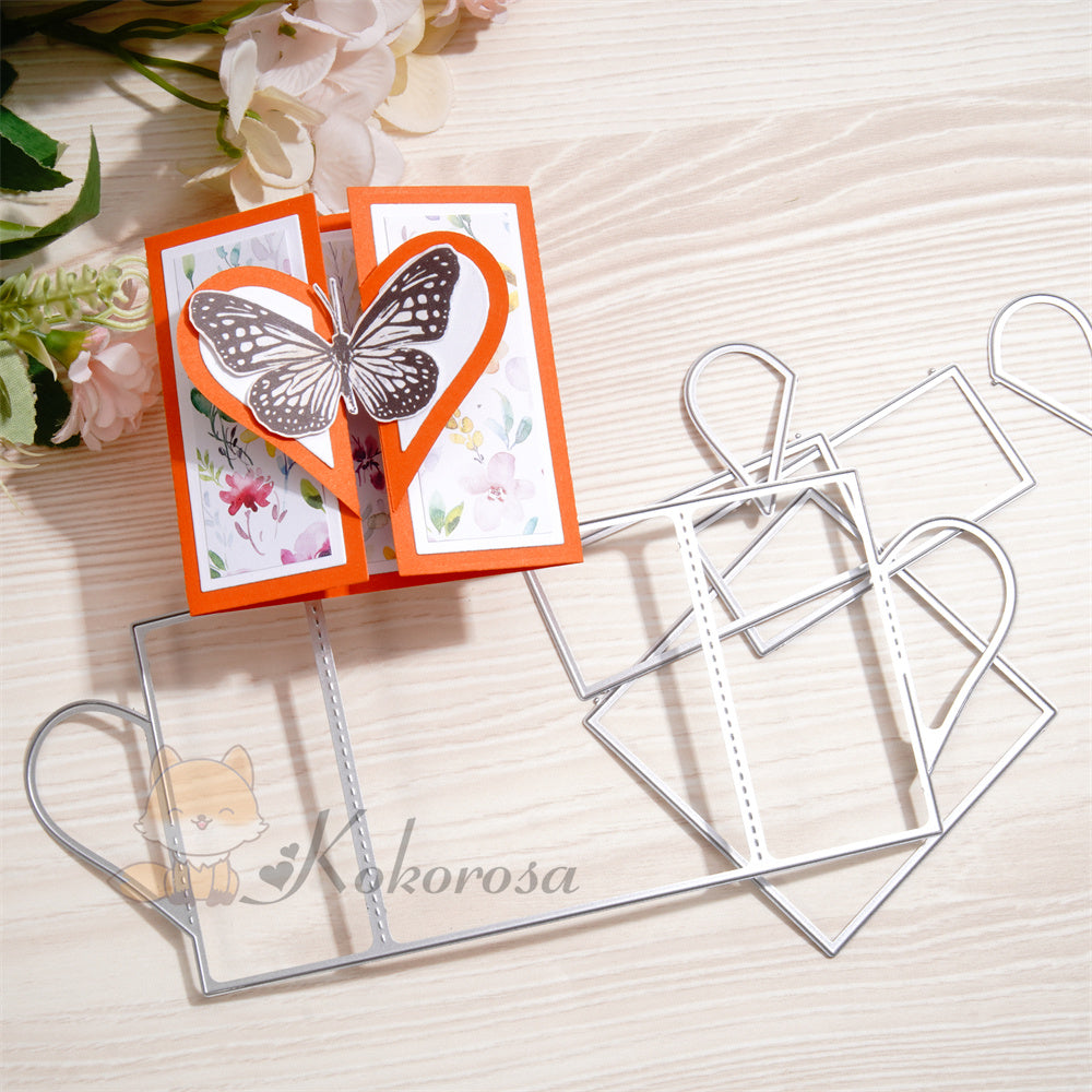 Kokorosa Metal Cutting Dies with Heart Foldable Card