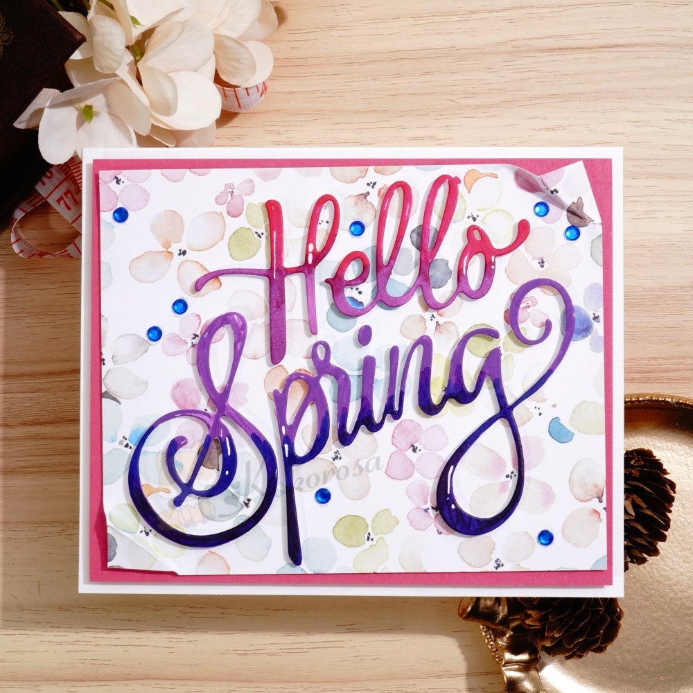 Kokorosa Metal Cutting Dies with Hello Spring Word