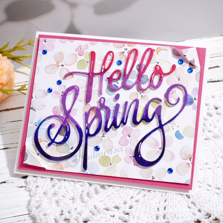 Kokorosa Metal Cutting Dies with Hello Spring Word