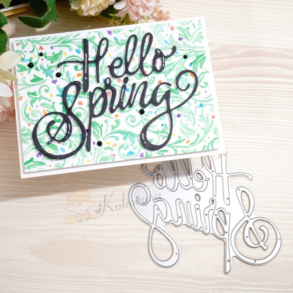 Kokorosa Metal Cutting Dies with Hello Spring Word