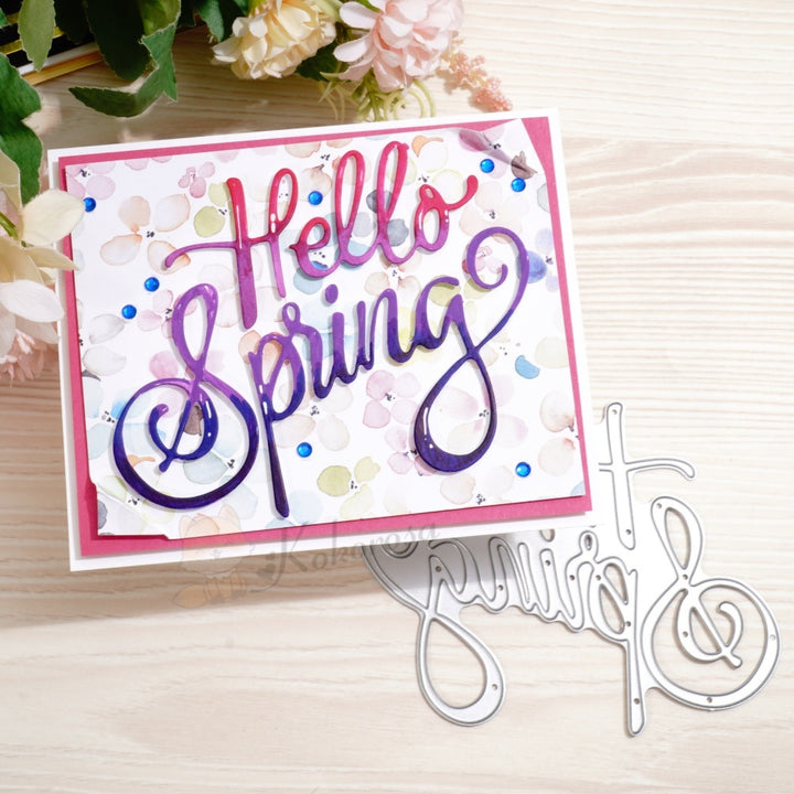 Kokorosa Metal Cutting Dies with Hello Spring Word