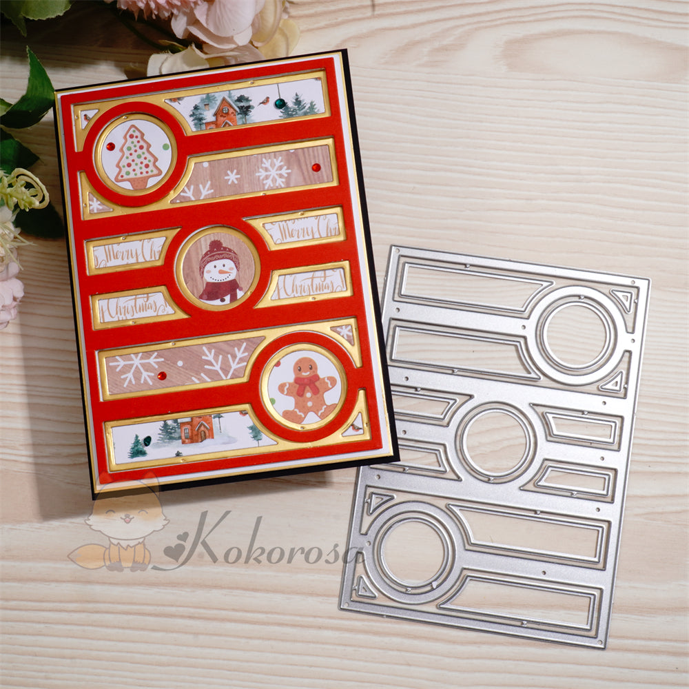 Kokorosa Metal Cutting Dies with Horizontal Lines and Circles Background Board