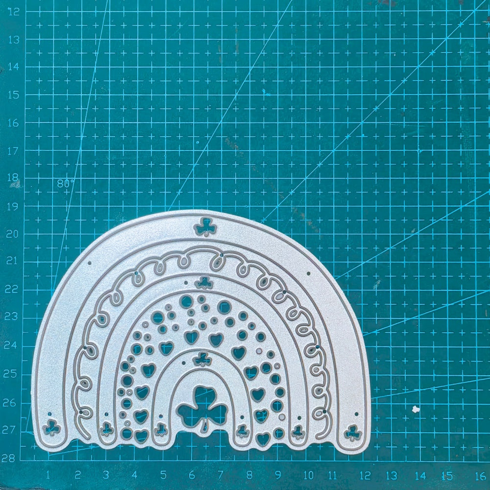 Kokorosa Metal Cutting Dies with Rainbow-shaped Clover Border