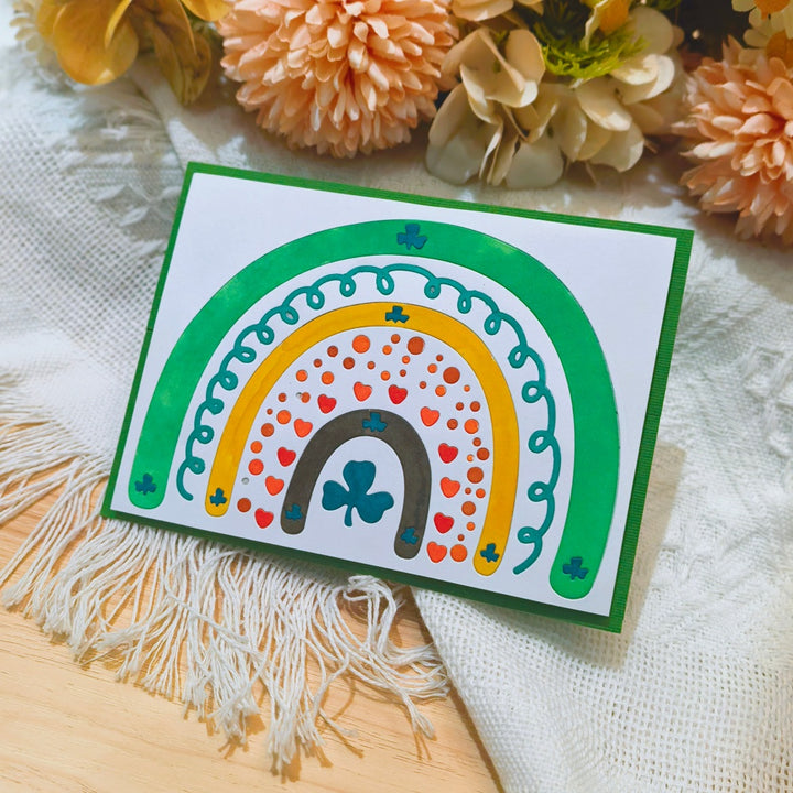 Kokorosa Metal Cutting Dies with Rainbow-shaped Clover Border