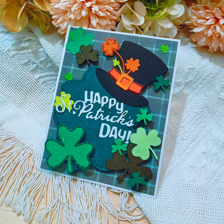 Kokorosa Metal Cutting Dies with Happy St. Patrick's Day,Clovers and Hat
