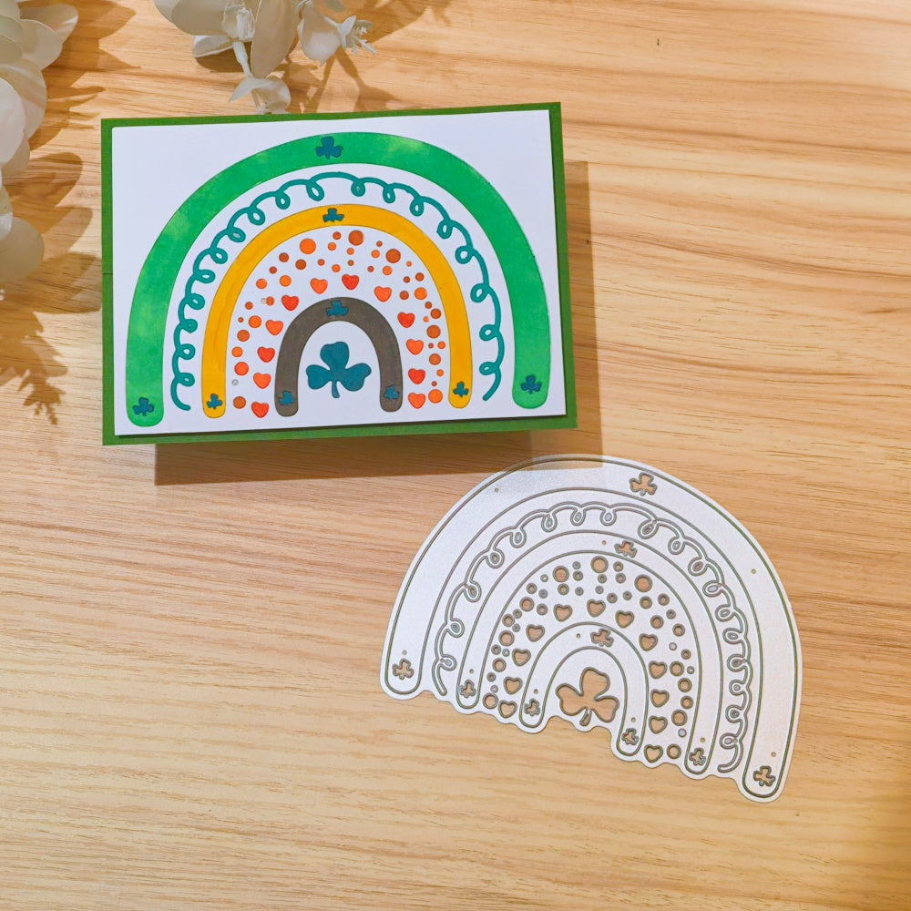 Kokorosa Metal Cutting Dies with Rainbow-shaped Clover Border