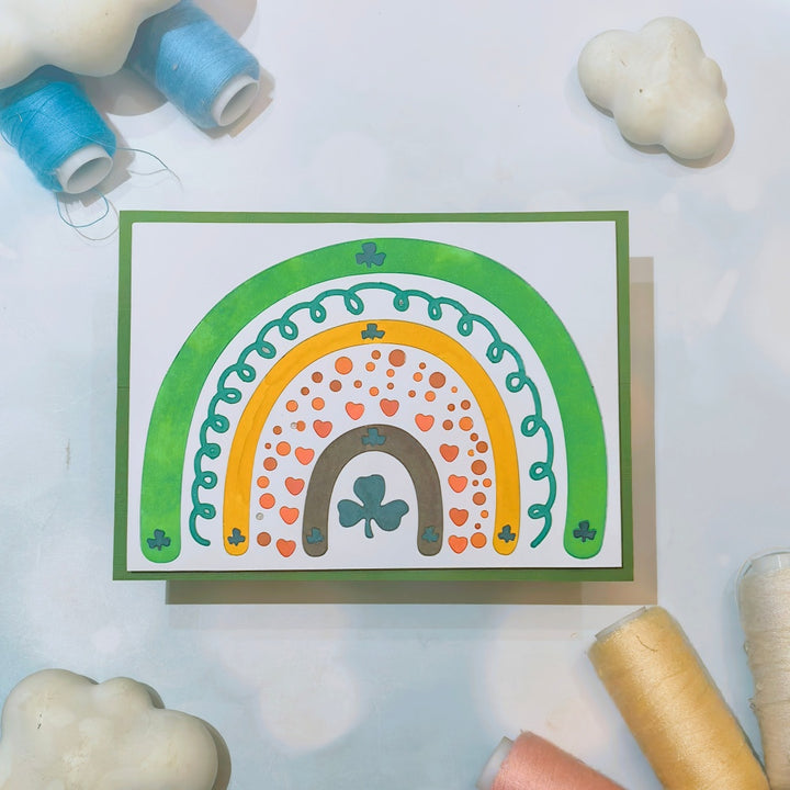 Kokorosa Metal Cutting Dies with Rainbow-shaped Clover Border