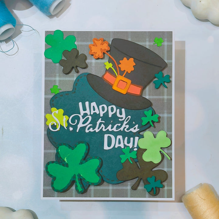 Kokorosa Metal Cutting Dies with Happy St. Patrick's Day,Clovers and Hat