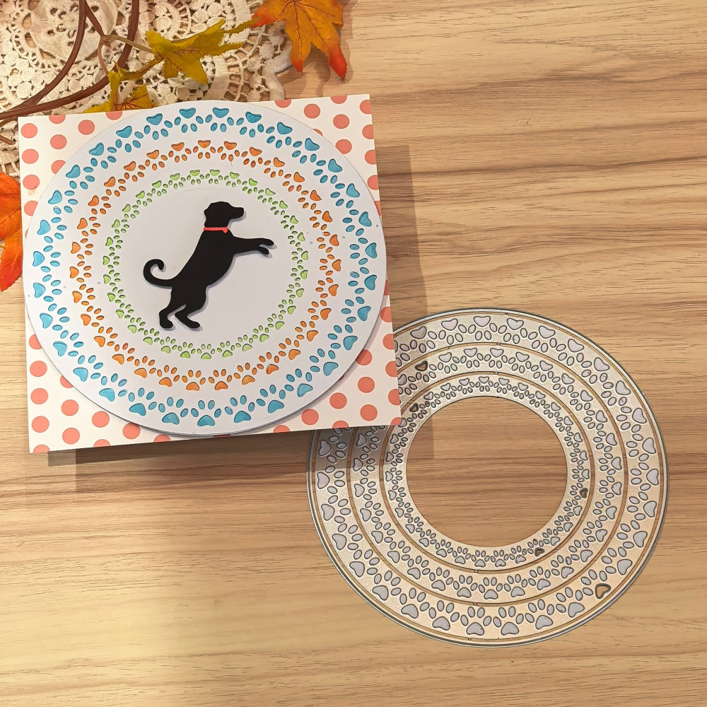Kokorosa Metal Cutting Dies with Dog Footprint Circles Frame