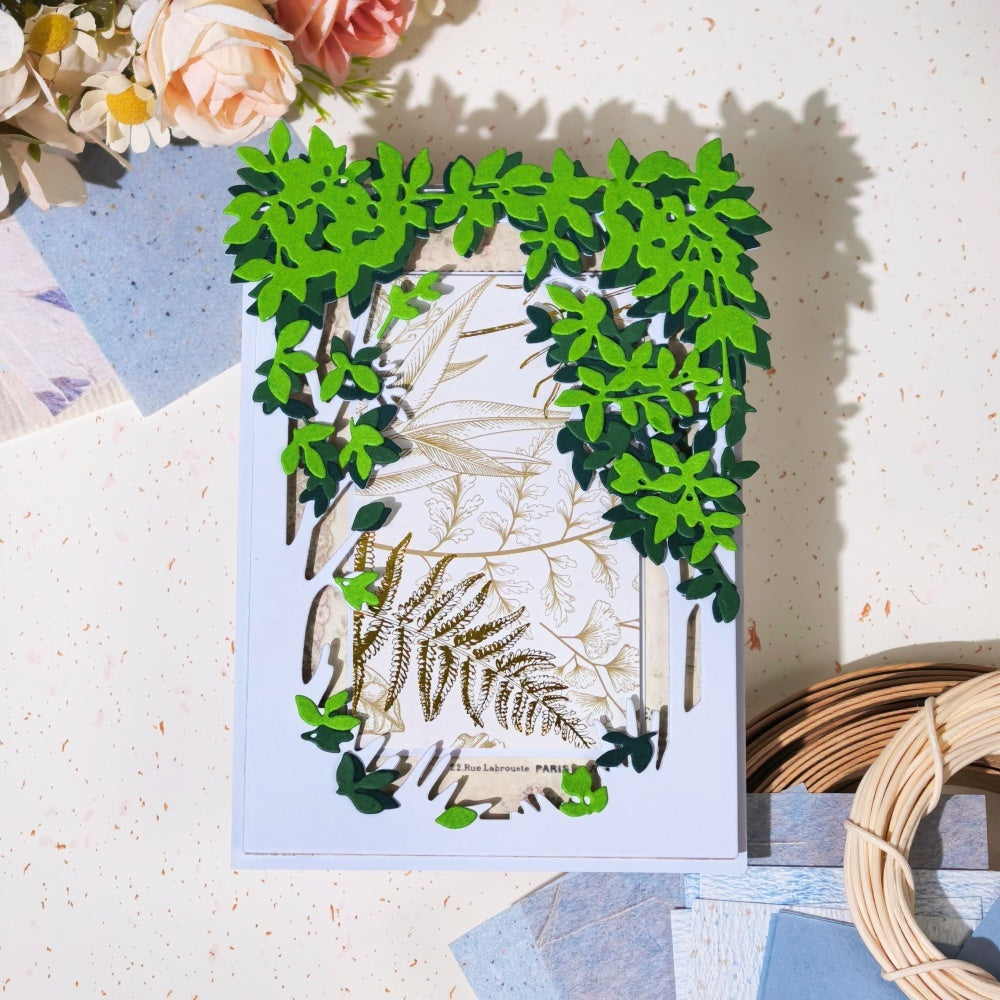 Kokorosa Metal Cutting Dies with Grass and Leaves Background Board