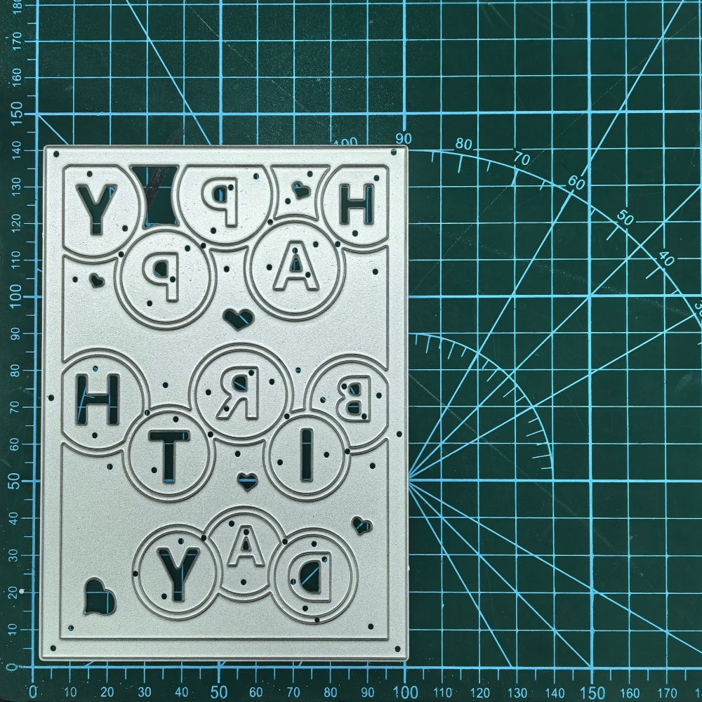Kokorosa Metal Cutting Dies with Happy Birthday Word Background Board