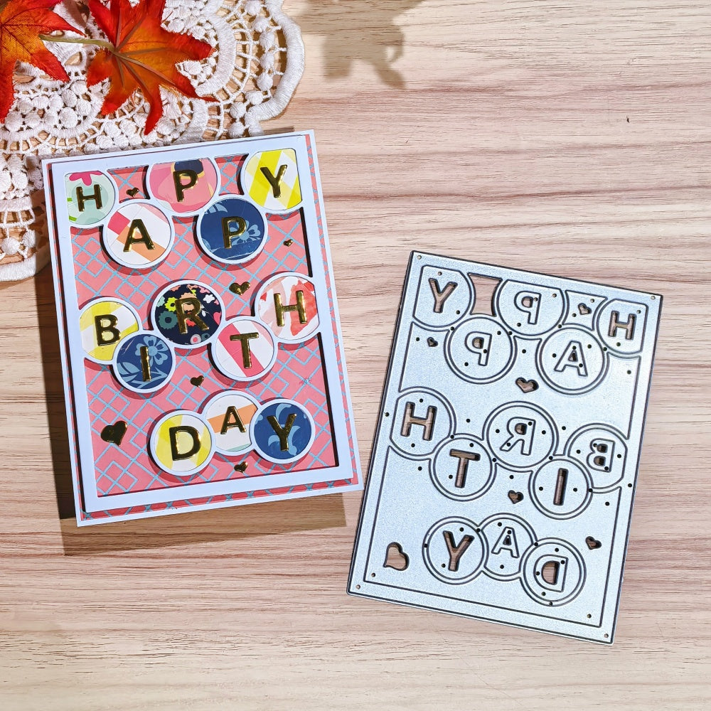 Kokorosa Metal Cutting Dies with Happy Birthday Word Background Board