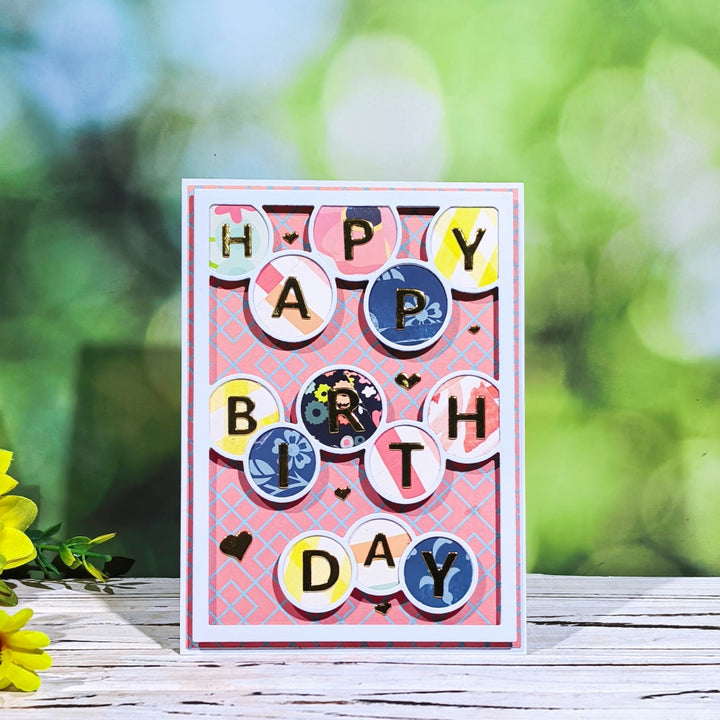 Kokorosa Metal Cutting Dies with Happy Birthday Word Background Board