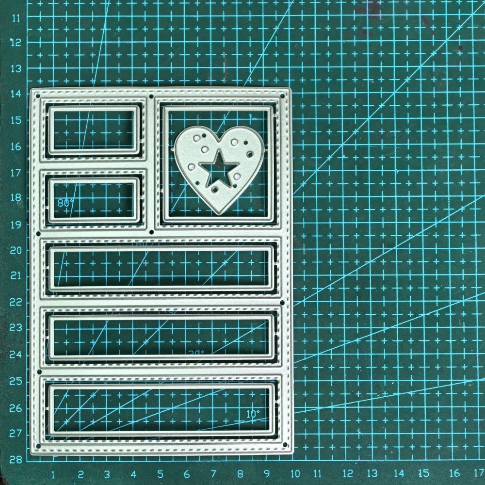 Kokorosa Metal Cutting Dies with Line and Heart Background Board
