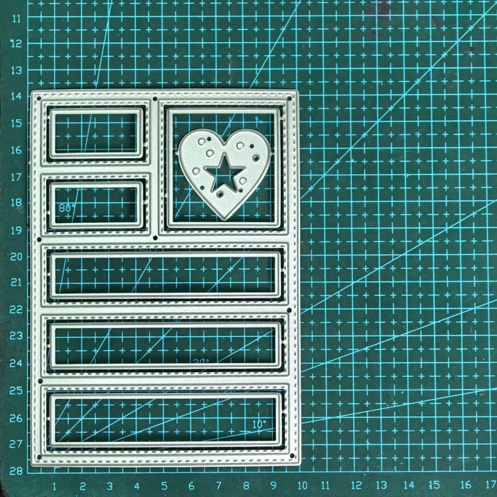 Kokorosa Metal Cutting Dies with Line and Heart Background Board