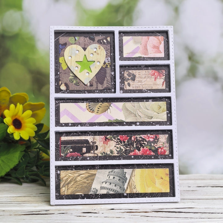 Kokorosa Metal Cutting Dies with Line and Heart Background Board