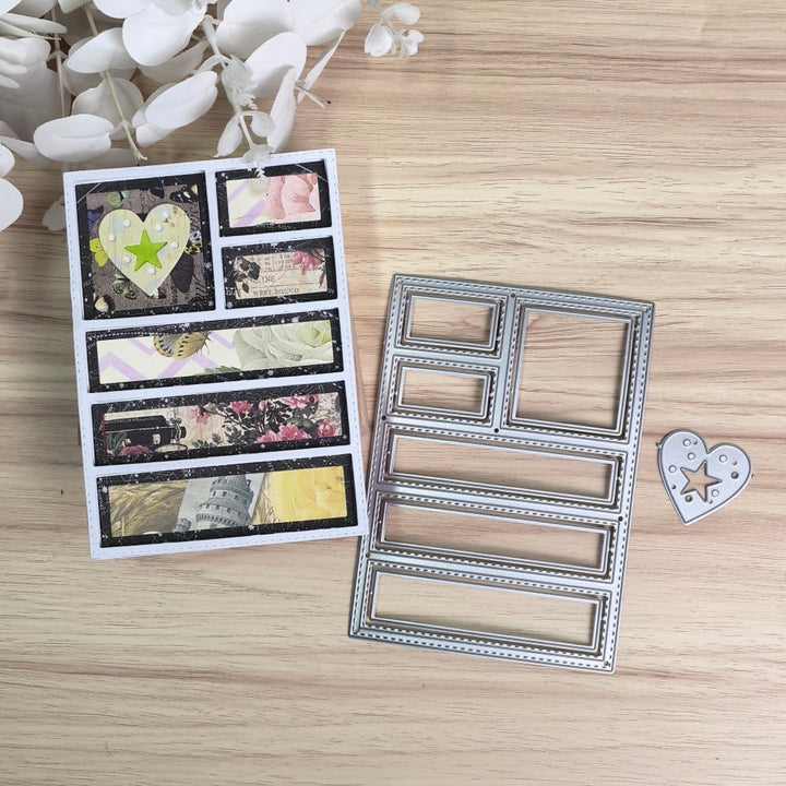 Kokorosa Metal Cutting Dies with Line and Heart Background Board