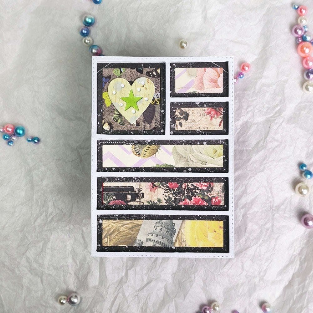 Kokorosa Metal Cutting Dies with Line and Heart Background Board