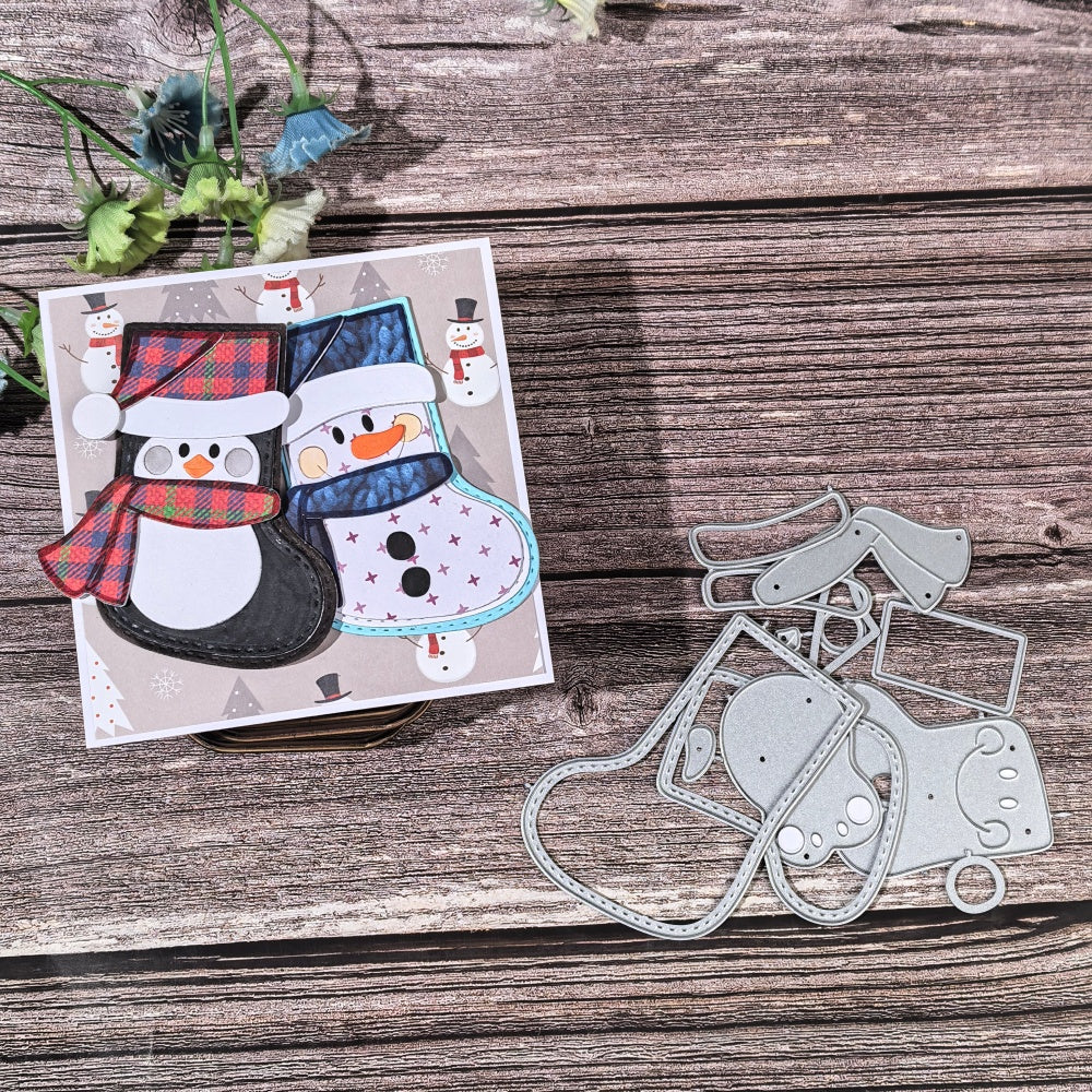 Kokorosa Metal Cutting Dies with Snowman and Penguin Socks