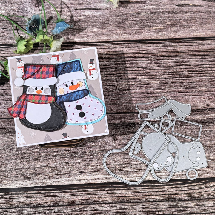 Kokorosa Metal Cutting Dies with Snowman and Penguin Socks