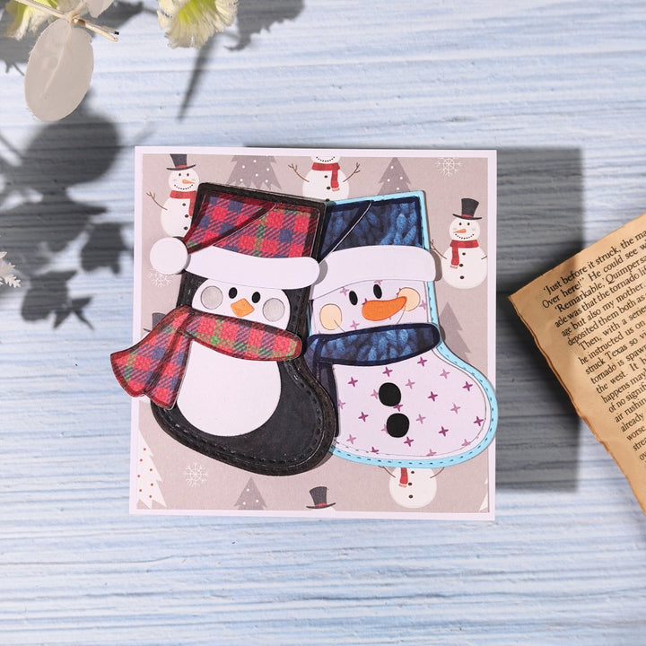 Kokorosa Metal Cutting Dies with Snowman and Penguin Socks