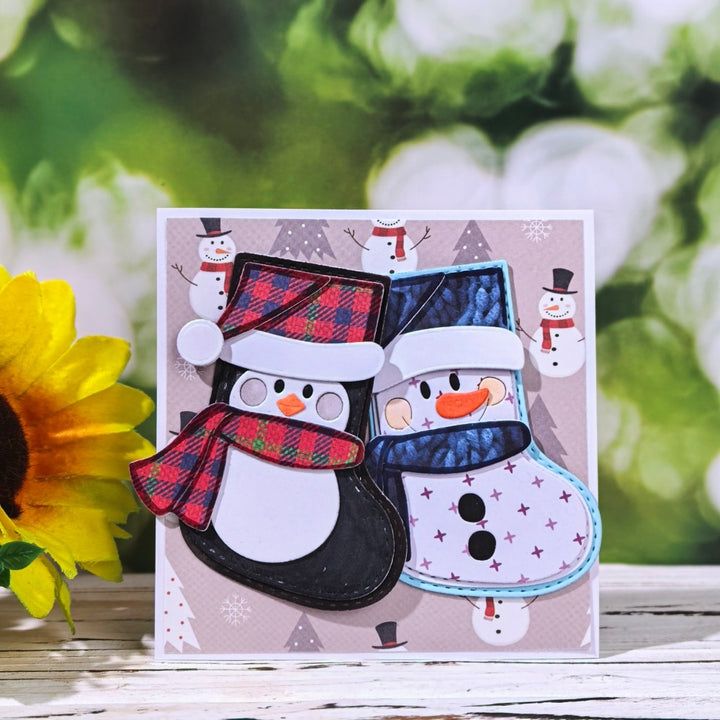 Kokorosa Metal Cutting Dies with Snowman and Penguin Socks