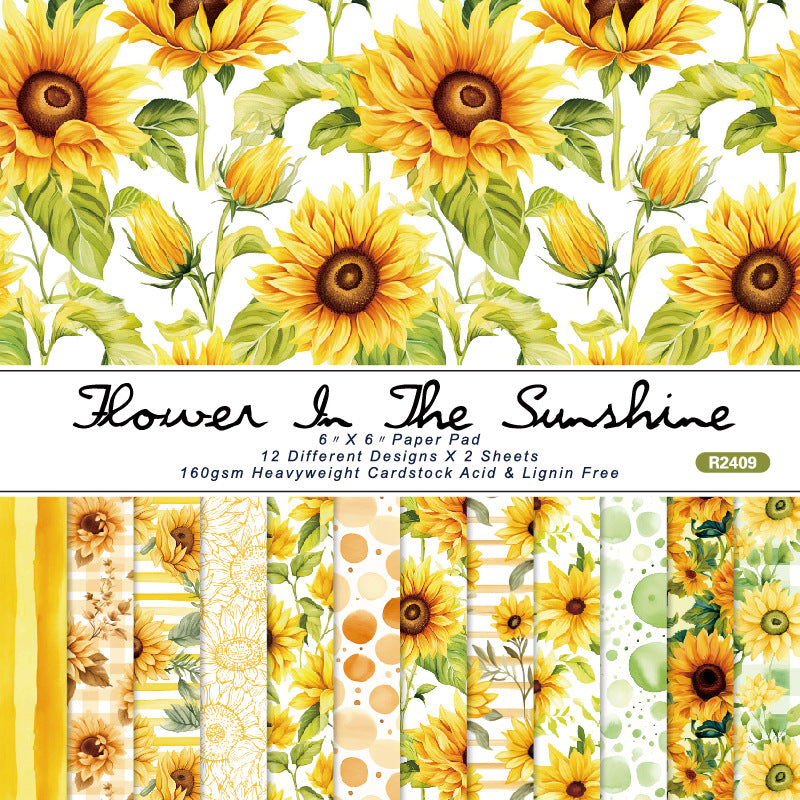Kokorosa 24PCS 6" Flower in the Sunshine Scrapbook & Cardstock Paper