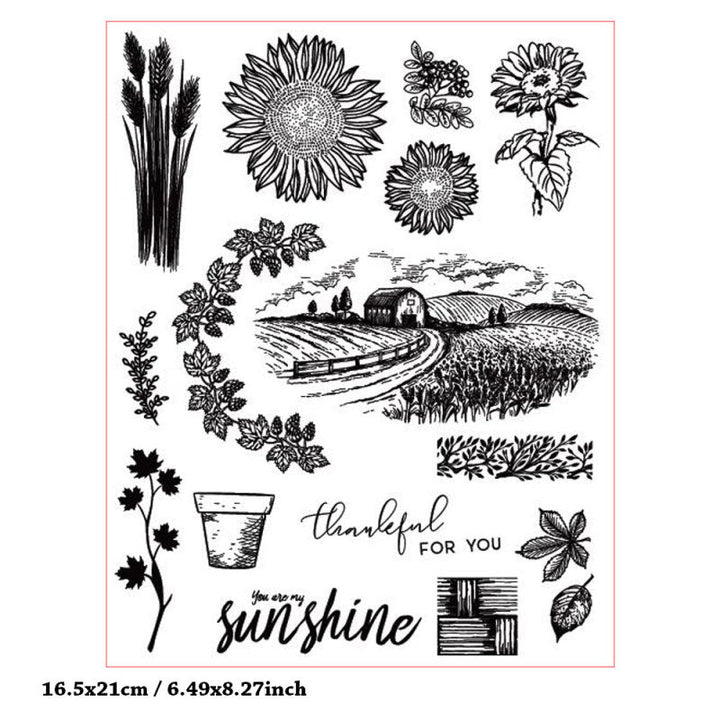 Kokorosa Countryside and Sunflower Clear Stamps