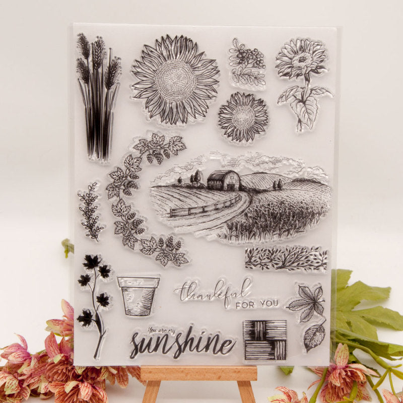 Kokorosa Countryside and Sunflower Clear Stamps