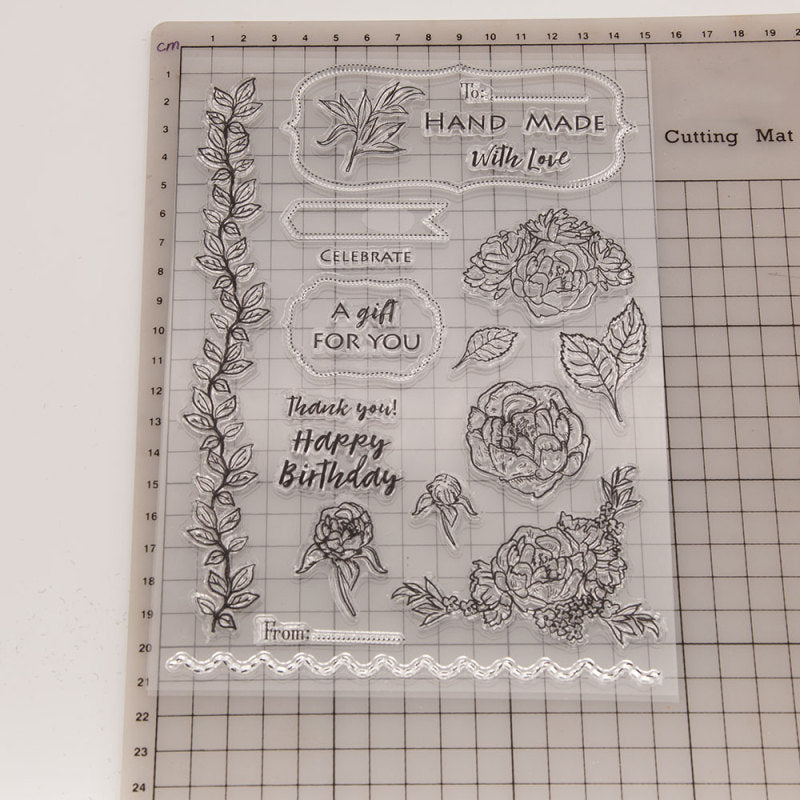 Kokorosa Flowers with Word Clear Stamps