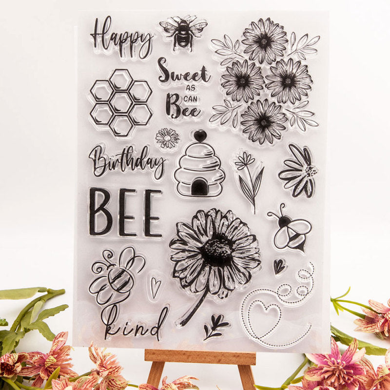 Kokorosa Honeycomb and Daisies Clear Stamps