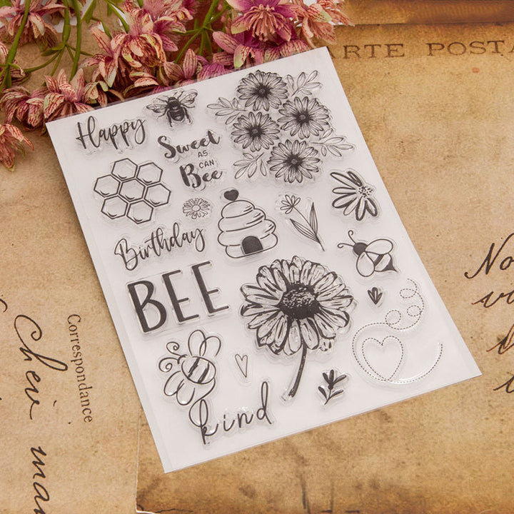 Kokorosa Honeycomb and Daisies Clear Stamps