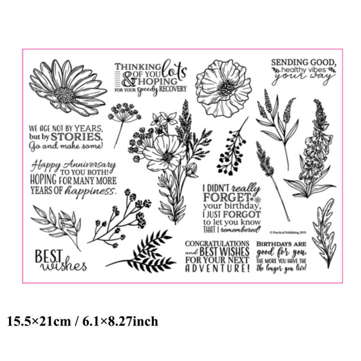 Kokorosa Leaves and Word Set Clear Stamps