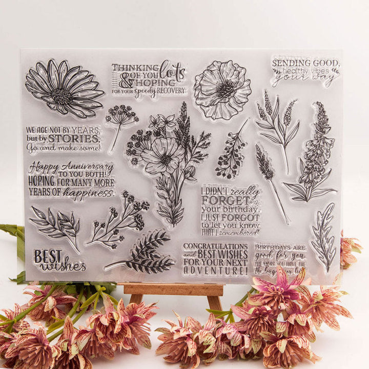 Kokorosa Leaves and Word Set Clear Stamps