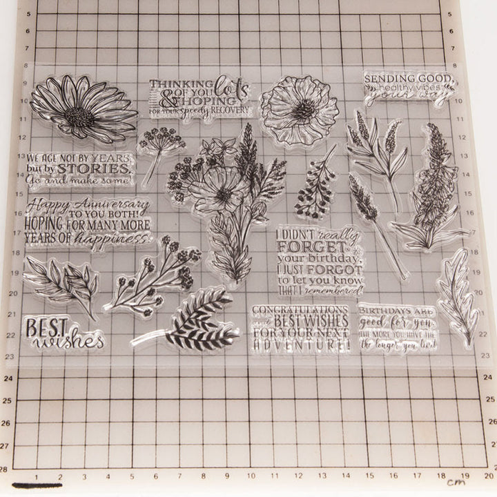 Kokorosa Leaves and Word Set Clear Stamps