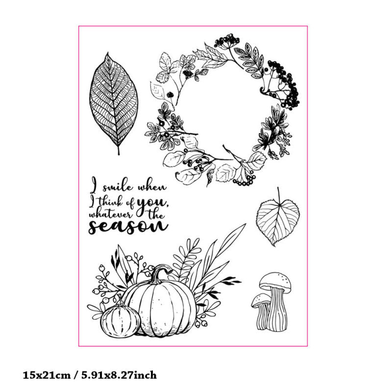 Kokorosa Pumpkin and Leaf Frame Clear Stamps