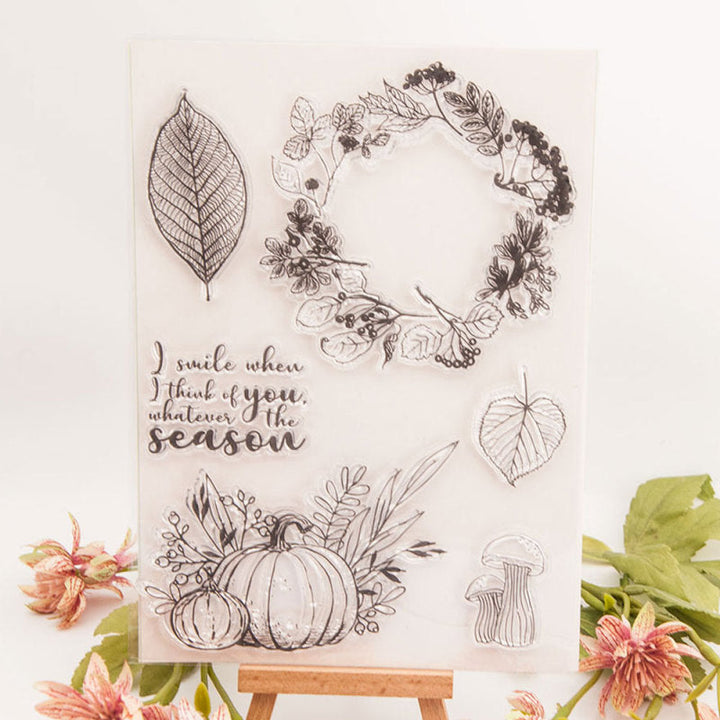 Kokorosa Pumpkin and Leaf Frame Clear Stamps