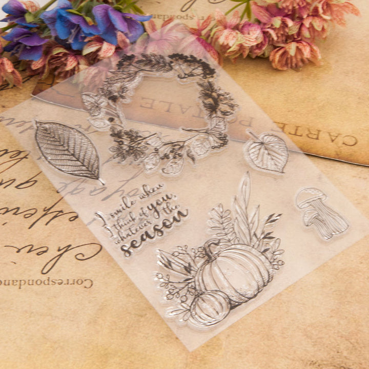 Kokorosa Pumpkin and Leaf Frame Clear Stamps