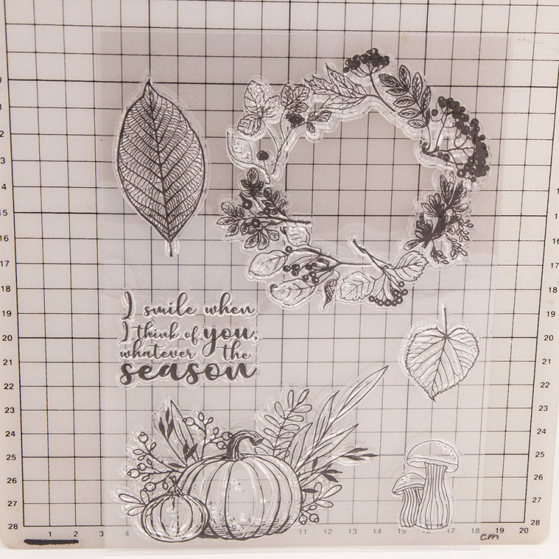 Kokorosa Pumpkin and Leaf Frame Clear Stamps